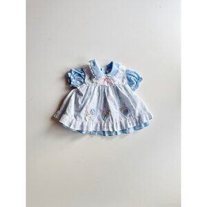 Newborn Baby Girls' MINI TOGS Blue Floral Cotton 2-Piece Dress, Size 0-14lbs